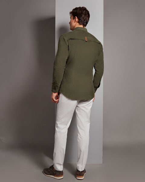 RS269-Double Pocket Shirt - Olive THE HOUSE OF GOVINDA