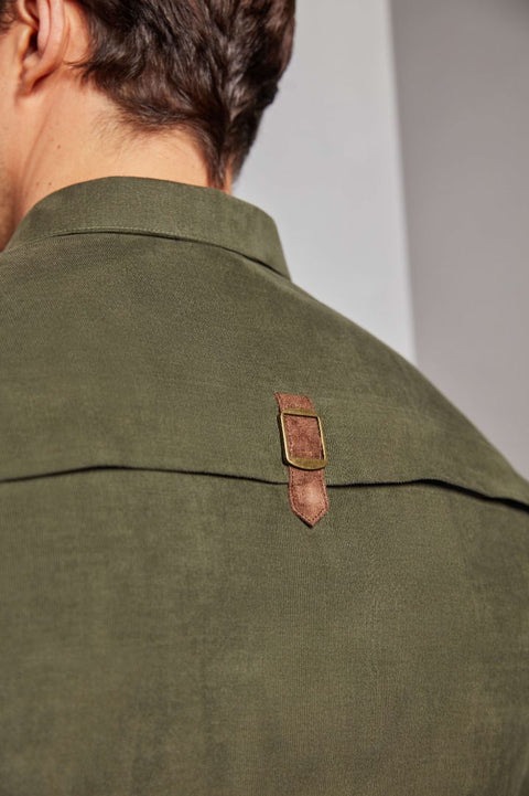 RS269-Double Pocket Shirt - Olive THE HOUSE OF GOVINDA