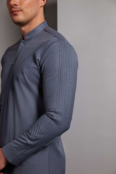RS290-Grey Center Opening Kurta Set THE HOUSE OF GOVINDA