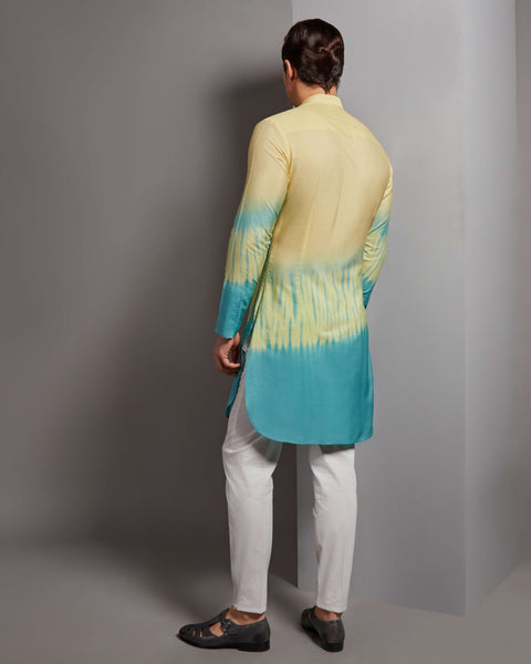 RS320 - House of Govinda Yellow Mandarin Collar Kurta Set THE HOUSE OF GOVINDA